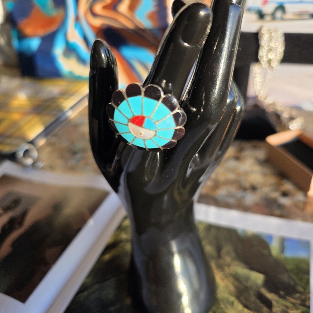Turquoise 🌠ZUNI🌠 Floral Inlay Ring
